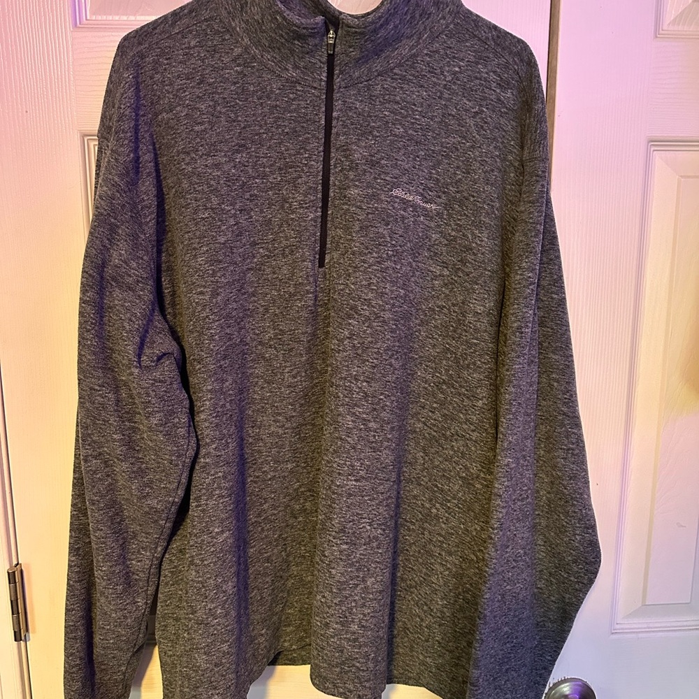 Eddie Bauer Gray Zip Up Sweater Soft Knit Classic Design